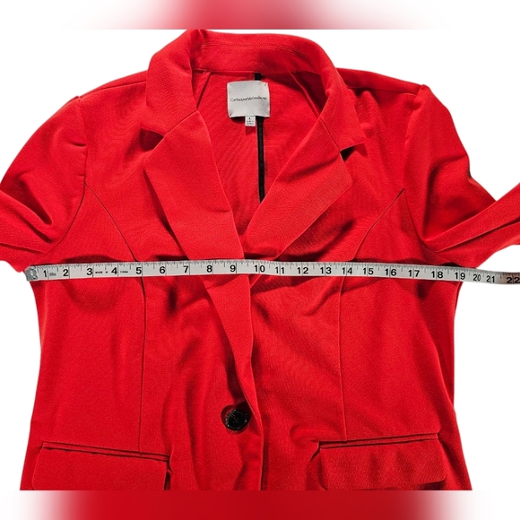Katherine Malandrino Vibrant Orange Tailored Blazer Size Large - Picture 4 of 5